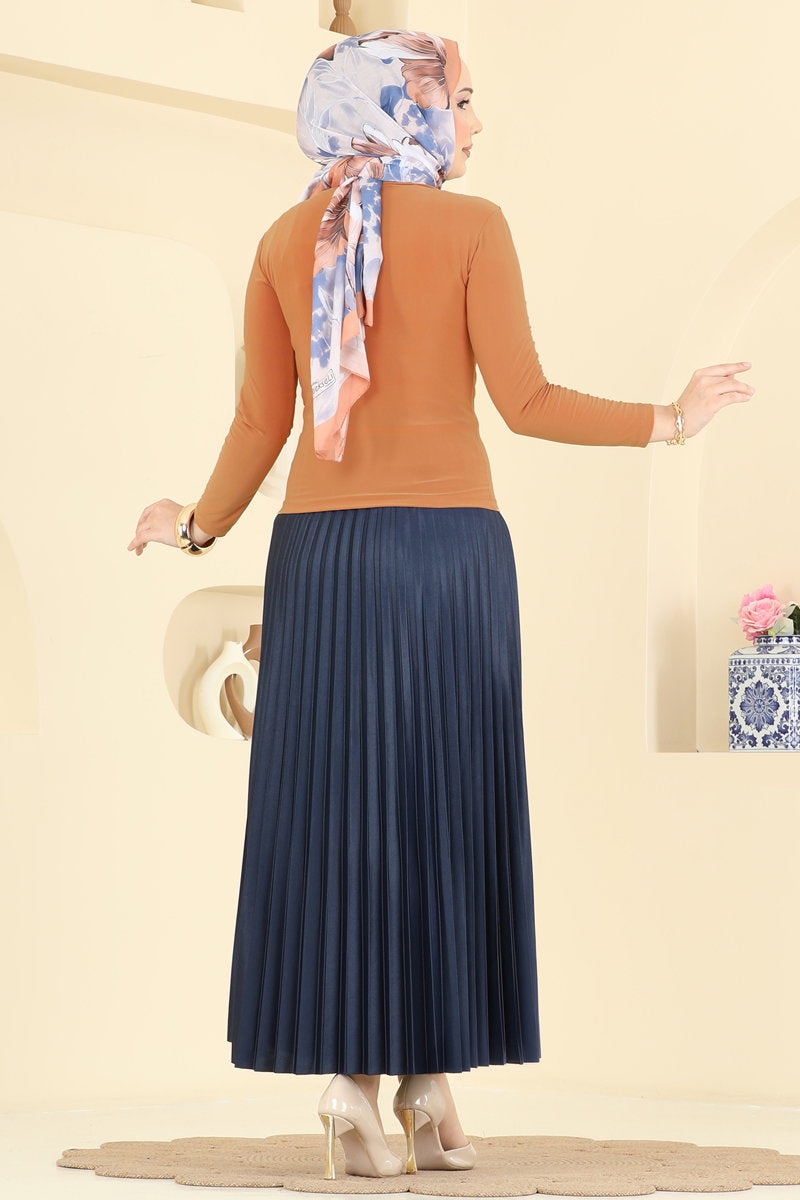 Cowl-Neck Sandy Crepe Blouse - Orange