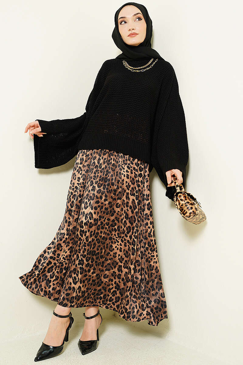 Openwork Batwing Knit Sweater - Black