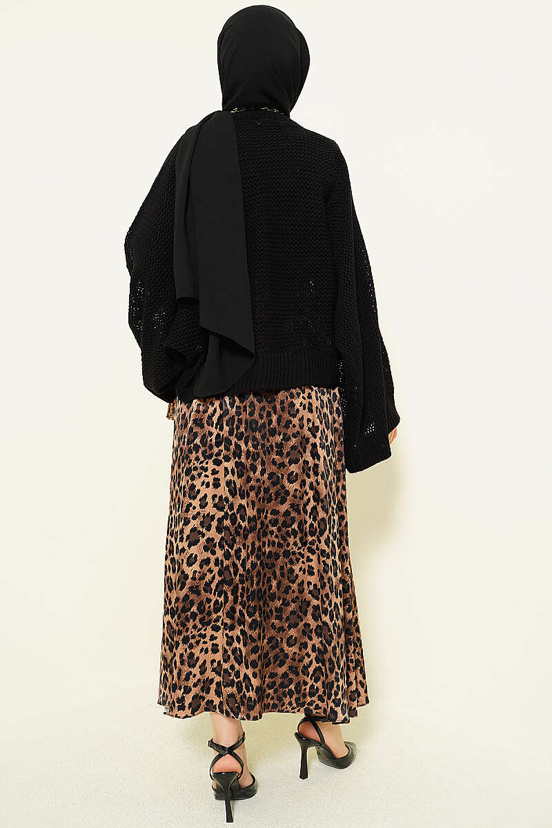 Openwork Batwing Knit Sweater - Black