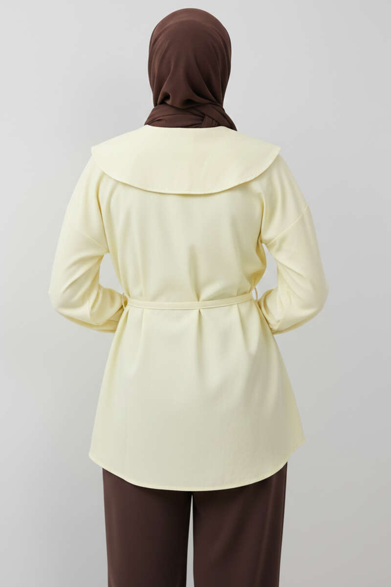 Ribbed Sailor-Collar Tunic - Yellow
