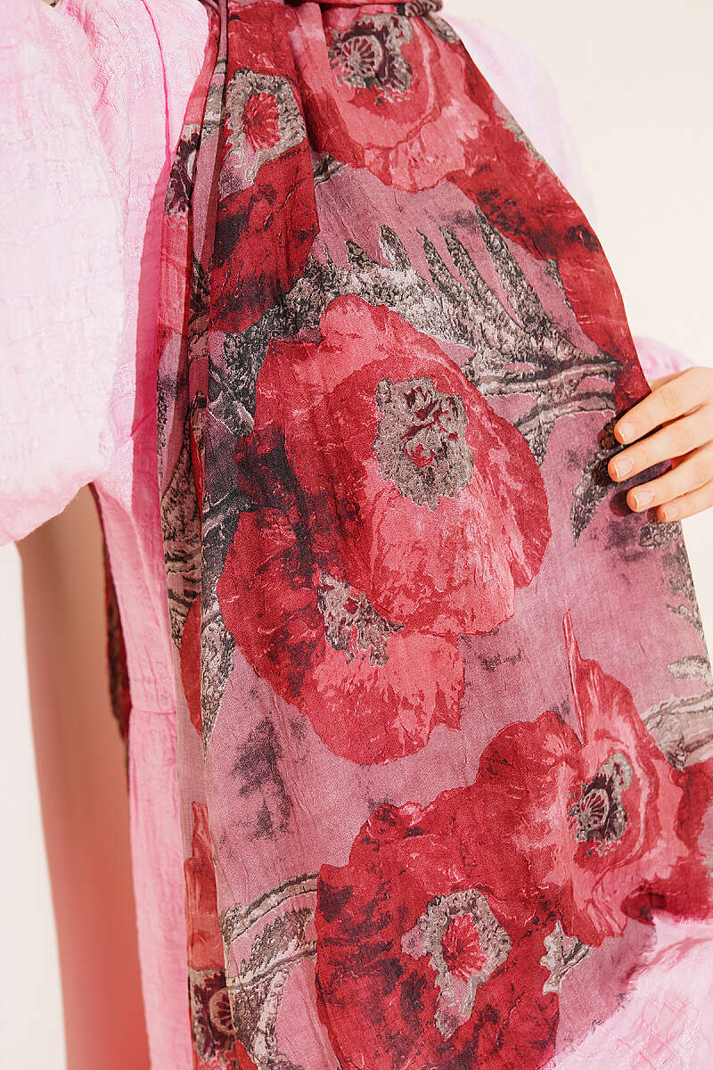 Aya Series Patterned Bamboo Crinkle Shawl - Dusty Rose