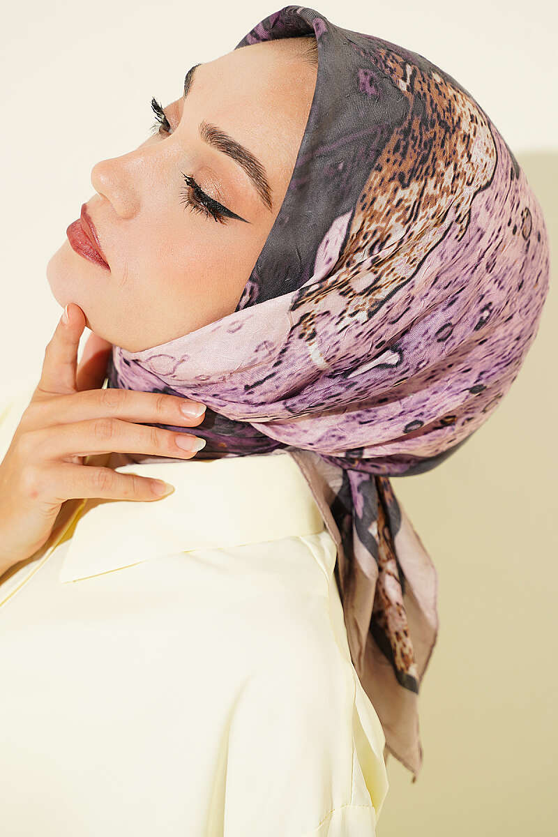 Ayda Patterned Bamboo Crinkle Scarf - Beige
