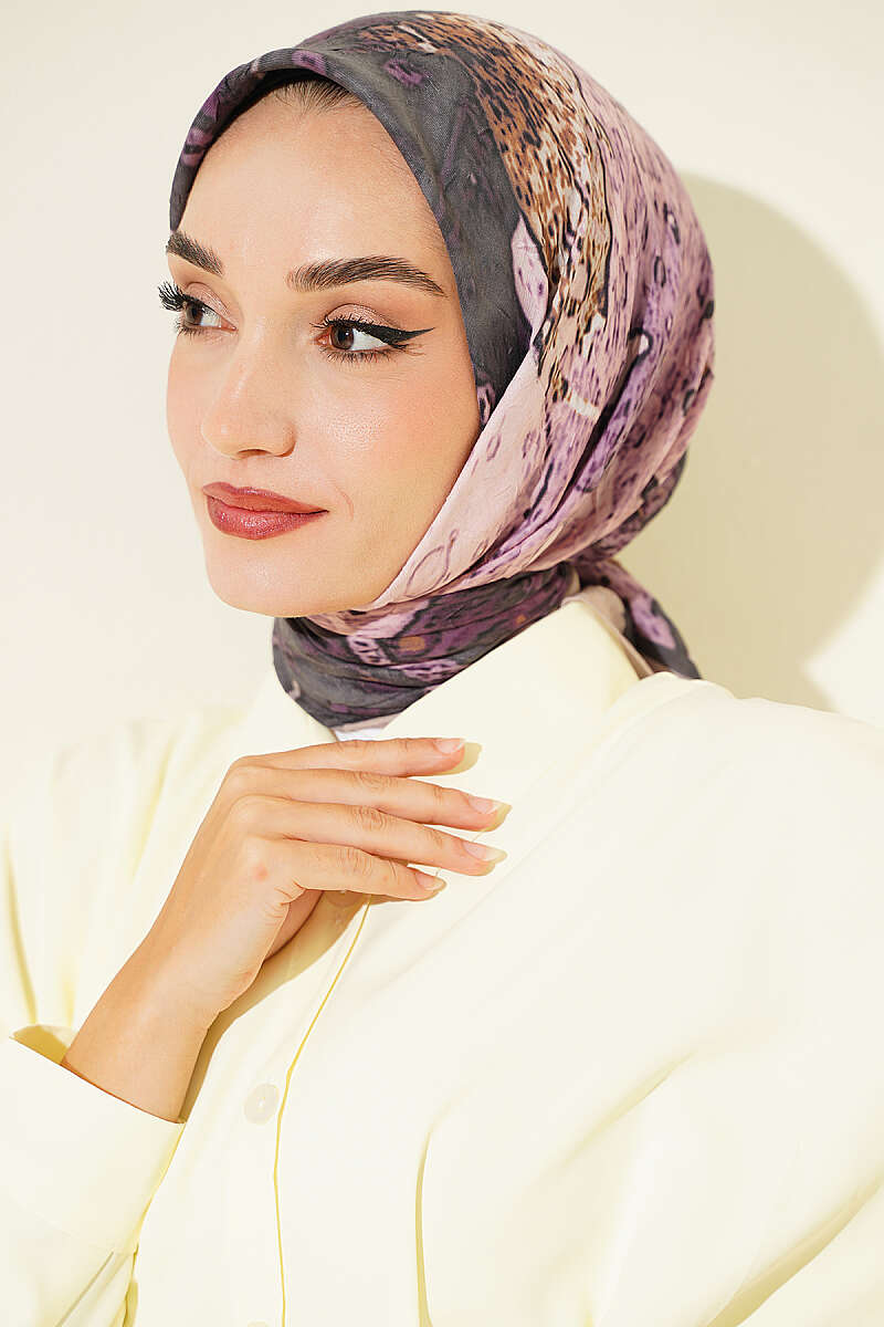 Ayda Patterned Bamboo Crinkle Scarf - Beige