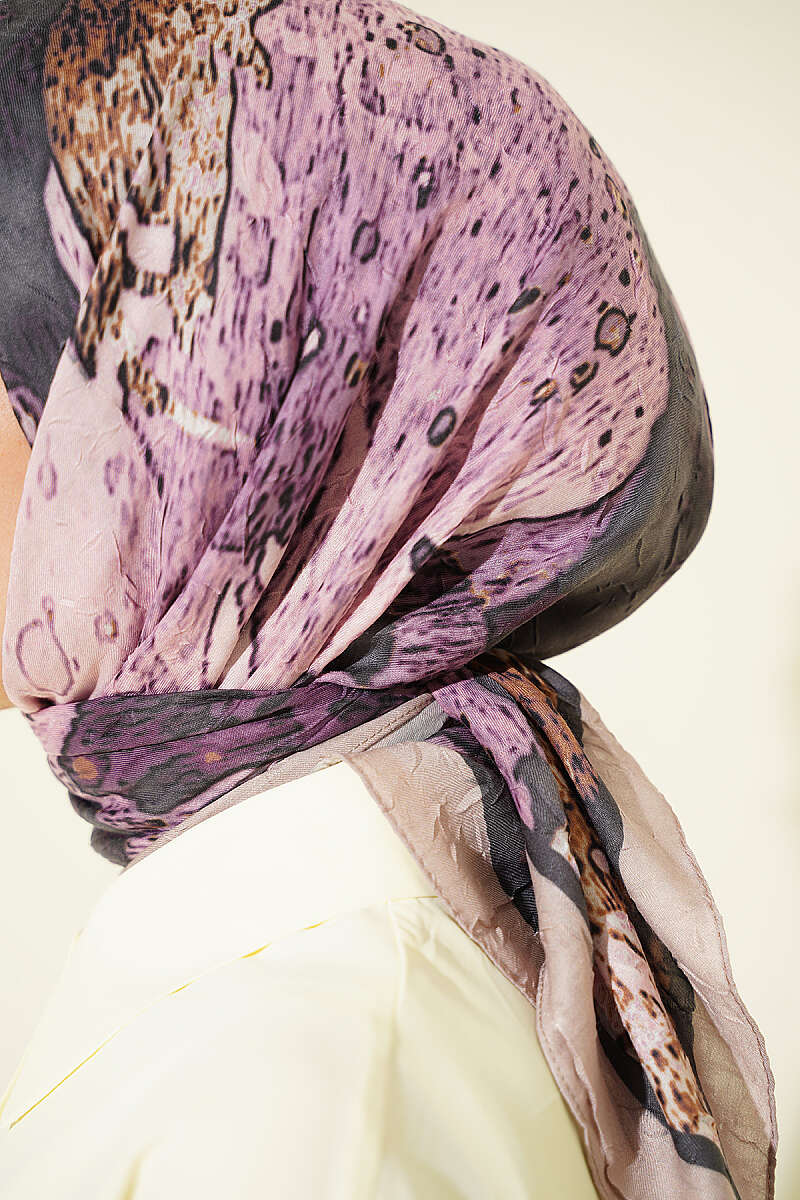 Ayda Patterned Bamboo Crinkle Scarf - Beige
