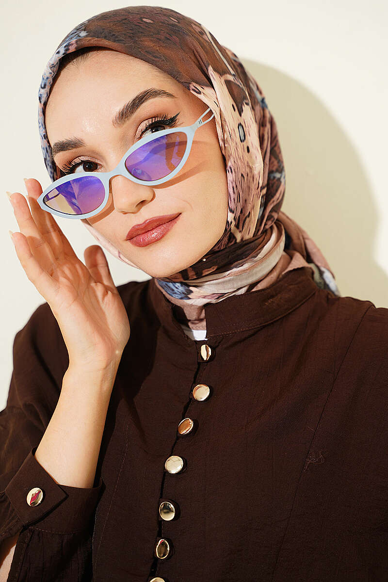 Ayda Patterned Bamboo Crinkle Scarf - Camel