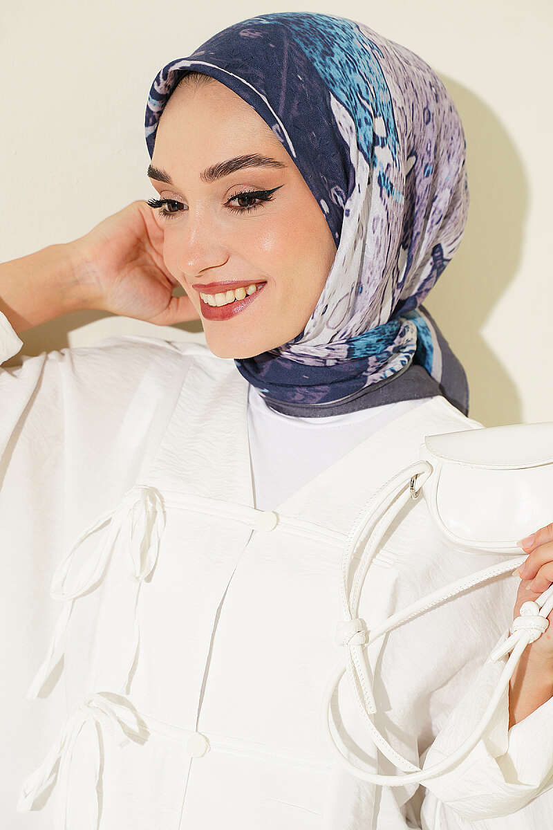 Ayda Patterned Bamboo Crinkle Scarf - Smoke Grey