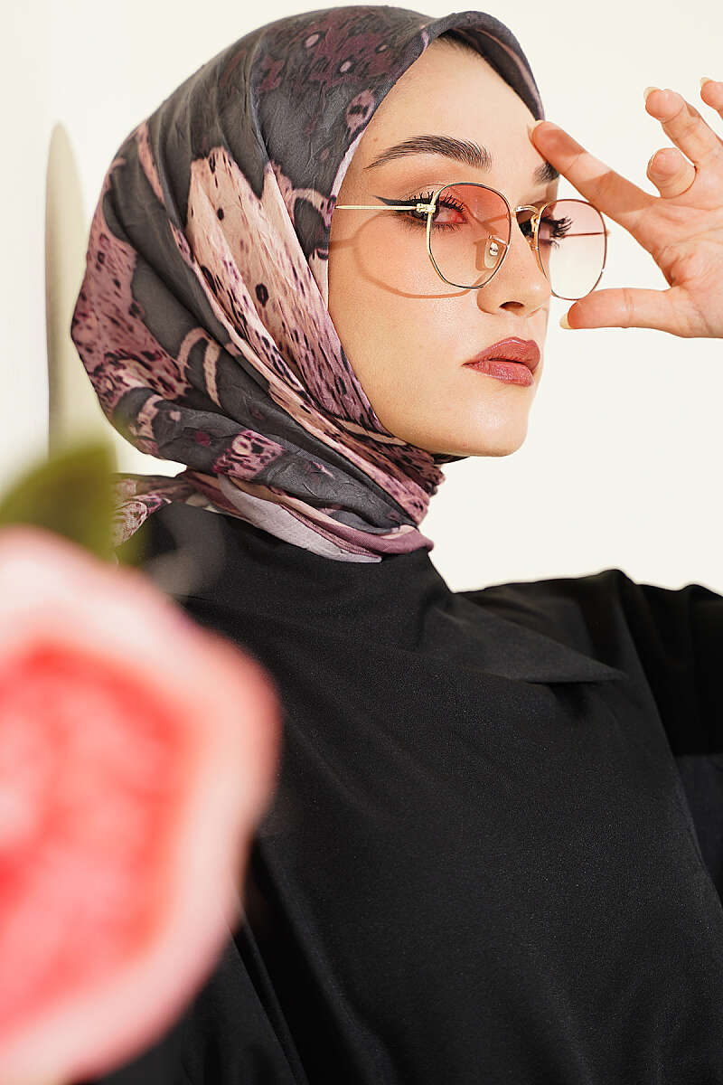 Ayda Patterned Bamboo Crinkle Scarf - Dusty Rose