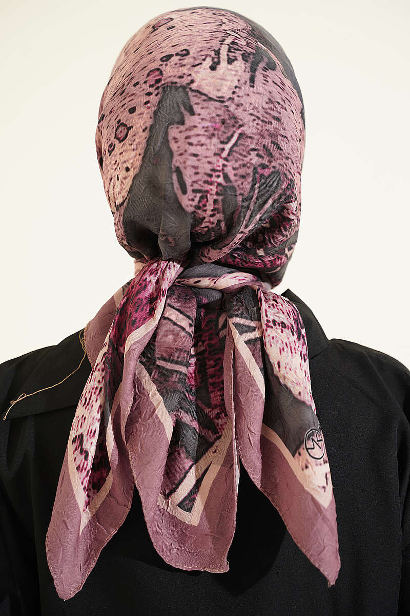 Ayda Patterned Bamboo Crinkle Scarf - Dusty Rose