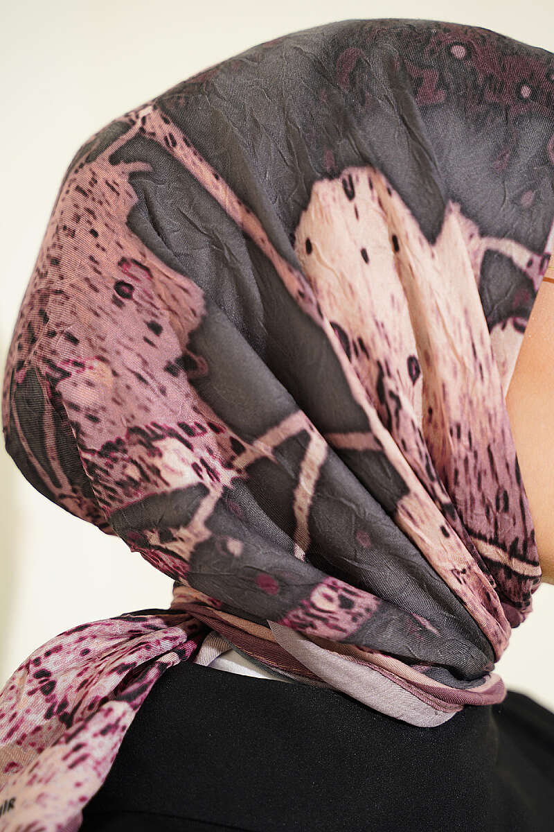 Ayda Patterned Bamboo Crinkle Scarf - Dusty Rose