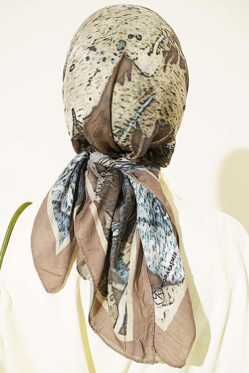 Ayda Patterned Bamboo Crinkle Scarf - Khaki