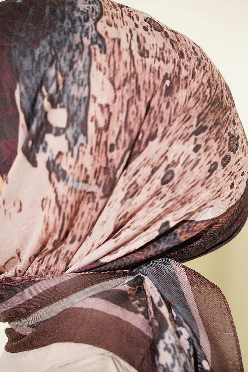 Ayda Patterned Bamboo Crinkle Scarf - Brown