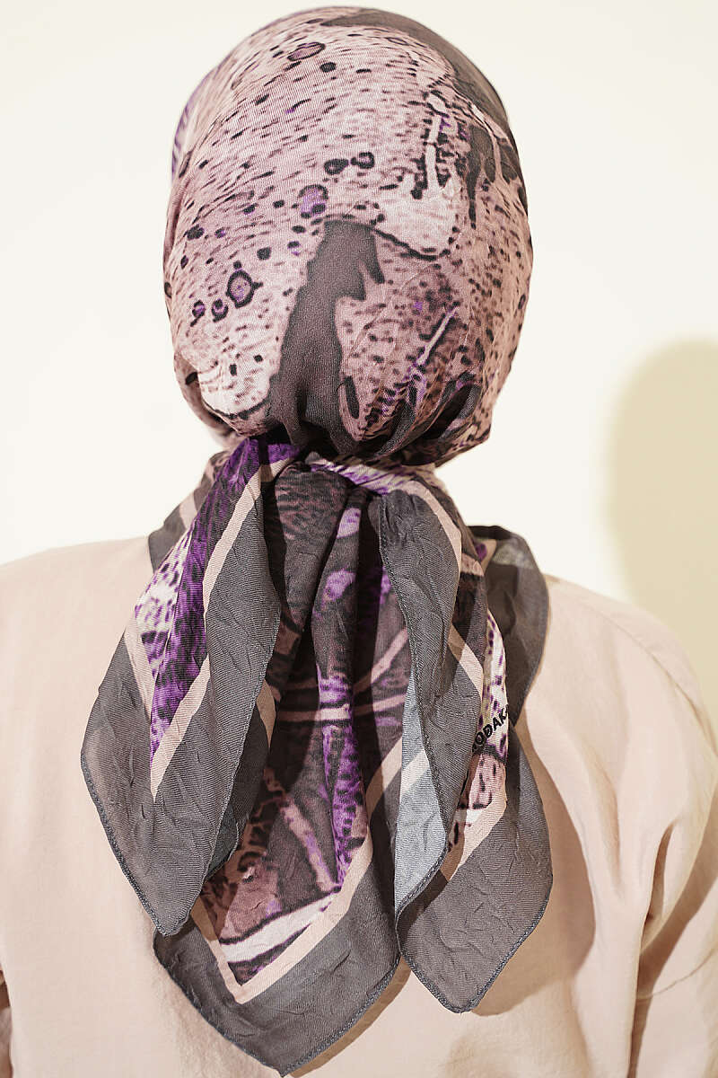 Ayda Patterned Bamboo Crinkle Scarf - Dark Mink