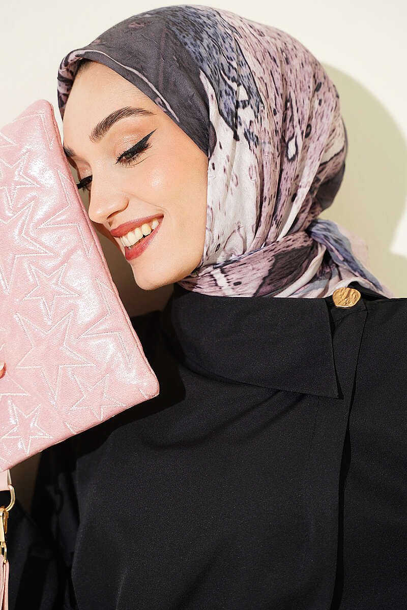 Ayda Patterned Bamboo Crinkle Scarf - Sand