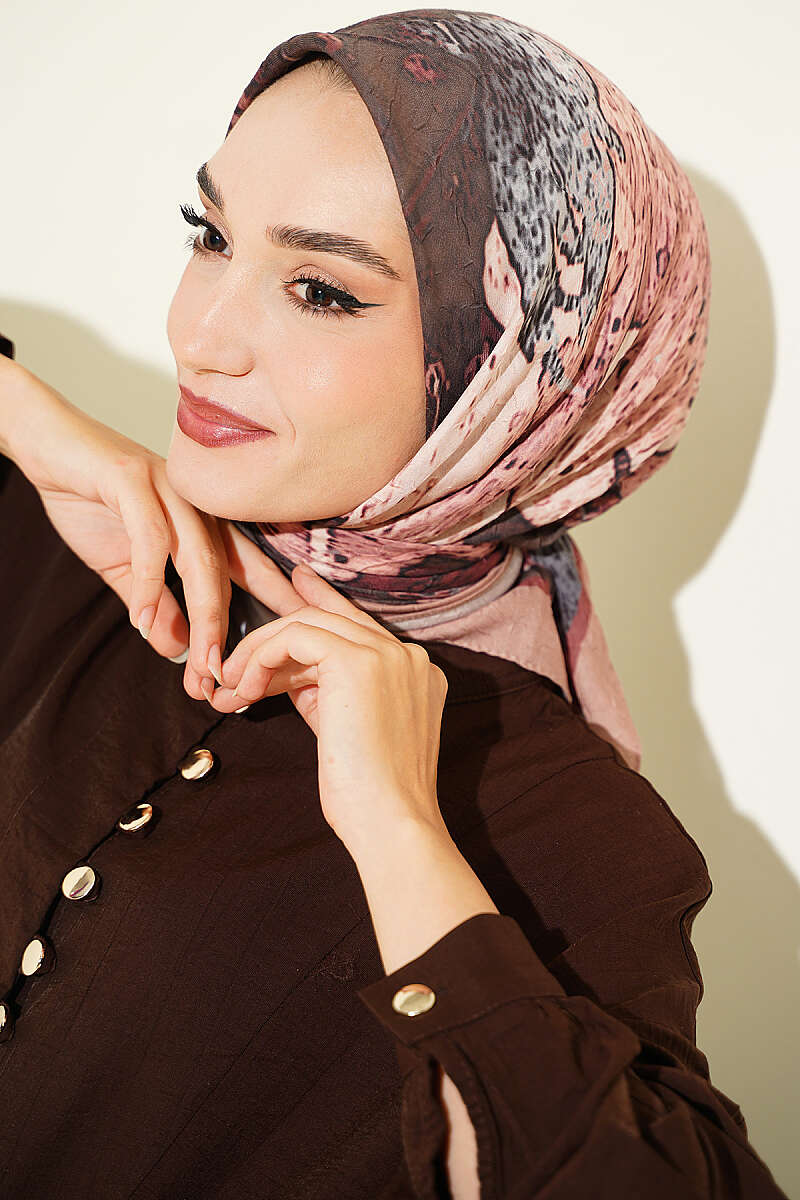 Ayda Patterned Bamboo Crinkle Scarf - Latte