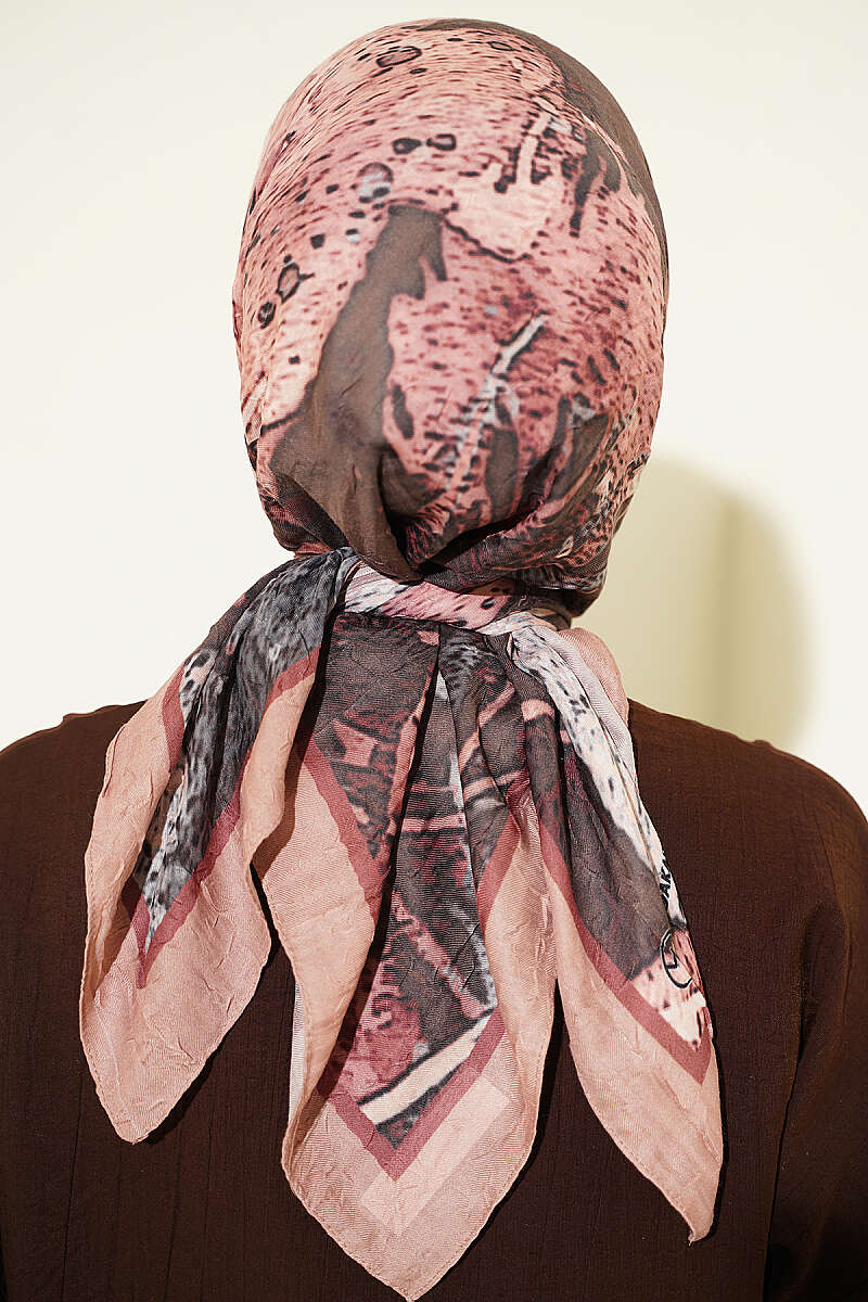 Ayda Patterned Bamboo Crinkle Scarf - Latte