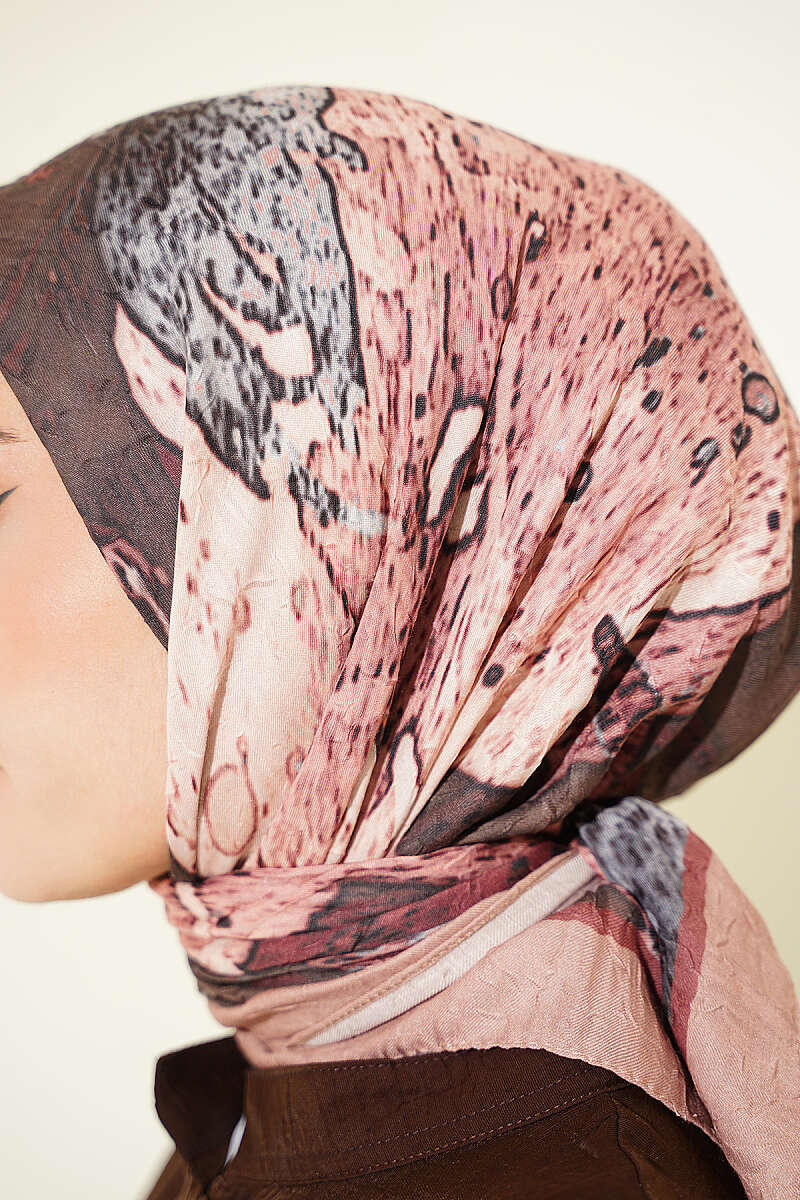 Ayda Patterned Bamboo Crinkle Scarf - Latte