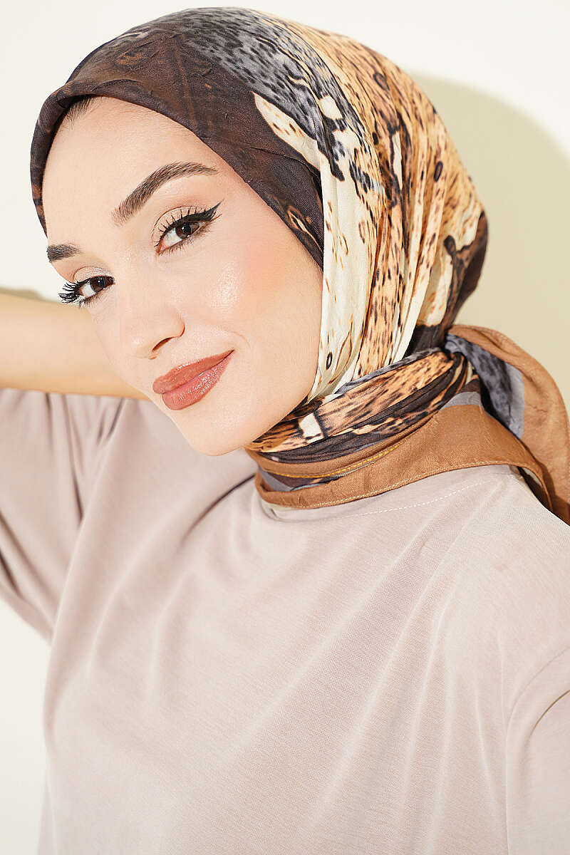 Ayda Patterned Bamboo Crinkle Scarf - Saffron