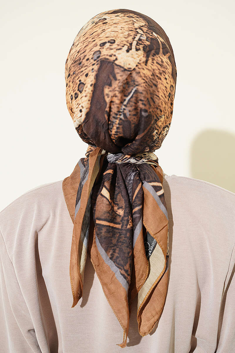 Ayda Patterned Bamboo Crinkle Scarf - Saffron