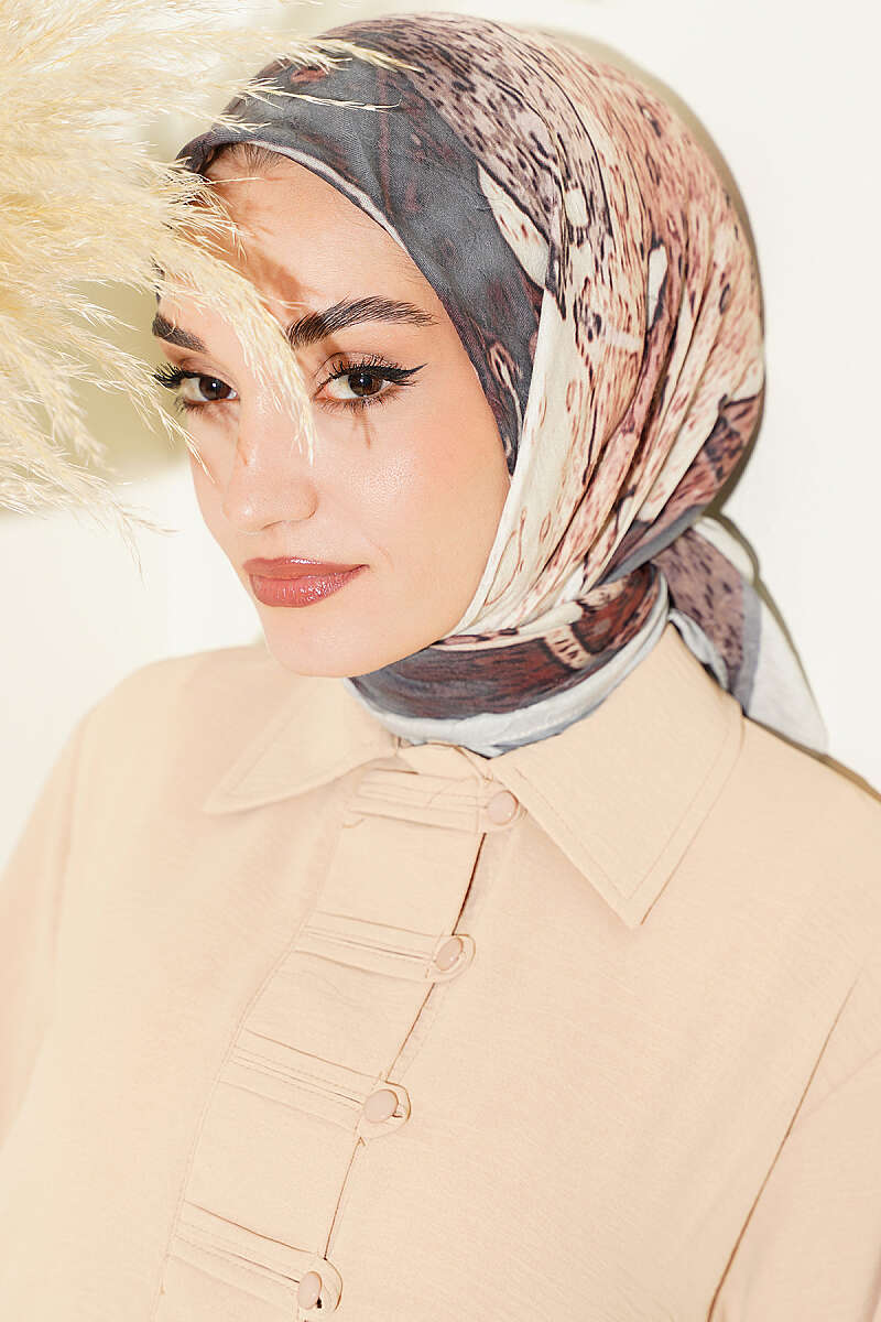 Ayda Patterned Bamboo Crinkle Scarf - Aqua Green