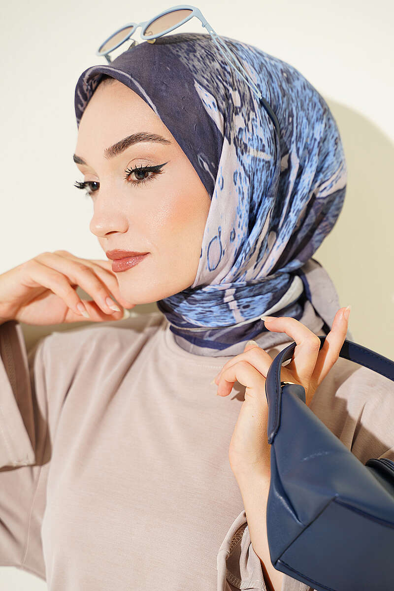 Ayda Patterned Bamboo Crinkle Scarf - Stone Grey