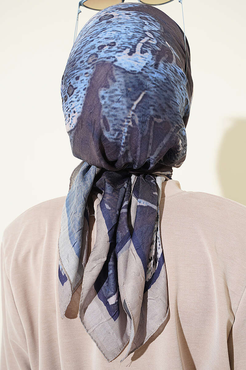 Ayda Patterned Bamboo Crinkle Scarf - Stone Grey
