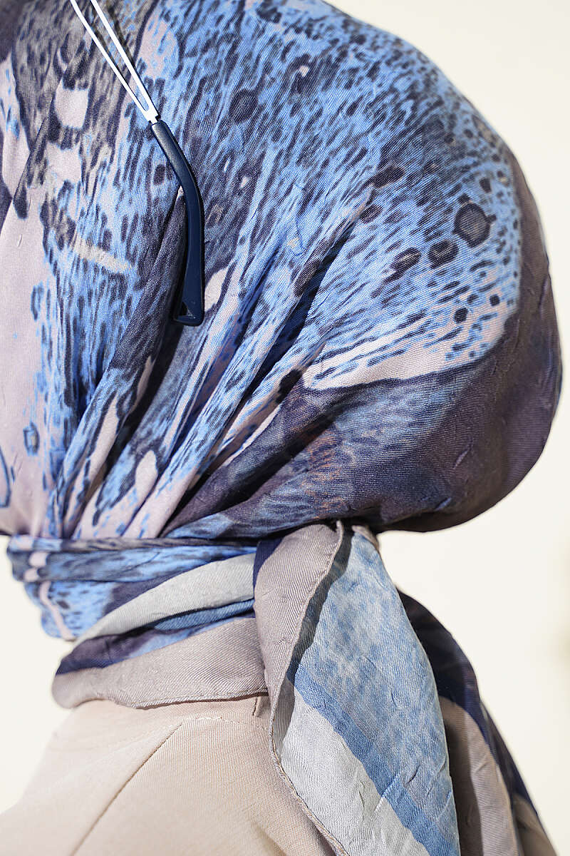 Ayda Patterned Bamboo Crinkle Scarf - Stone Grey