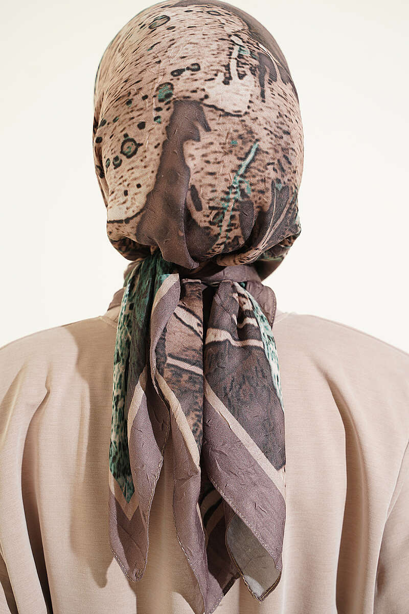 Ayda Patterned Bamboo Crinkle Scarf - Mink