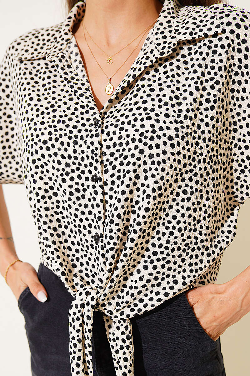 Printed Tie Shirt - Bone