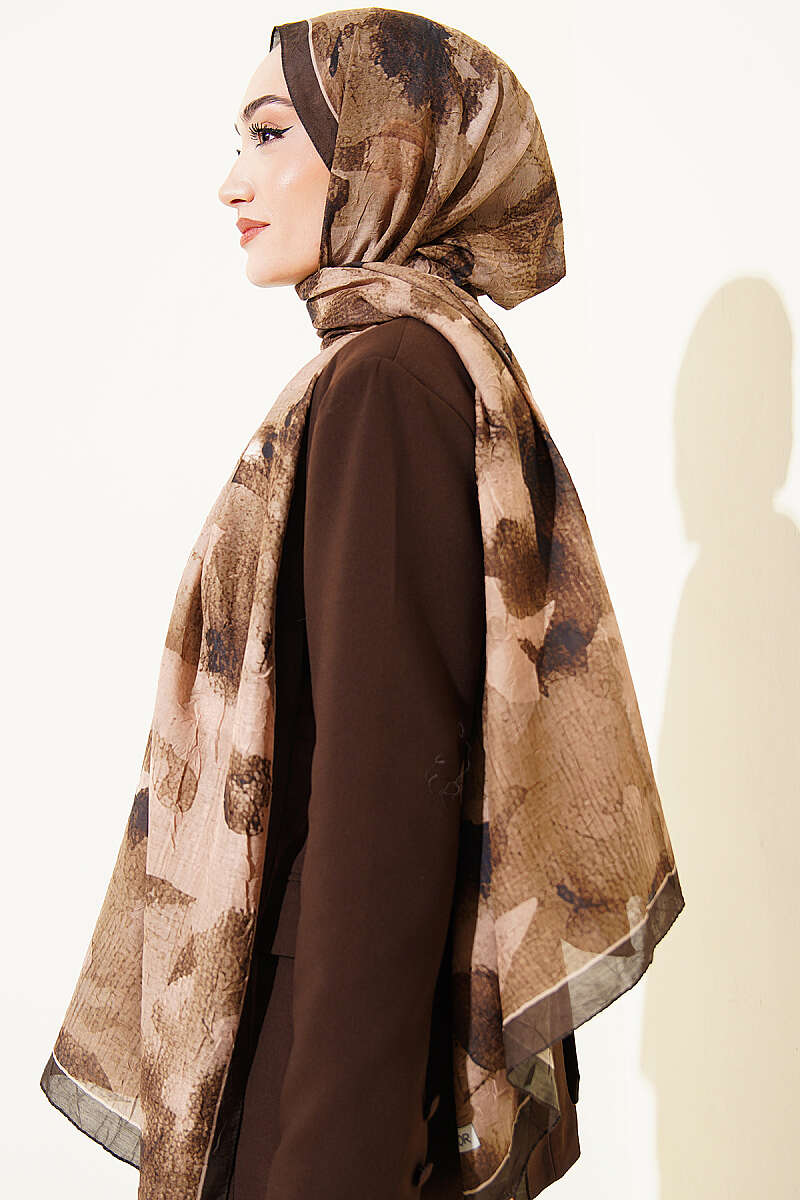 Patterned Bamboo Crinkle Shawl - Camouflage Green