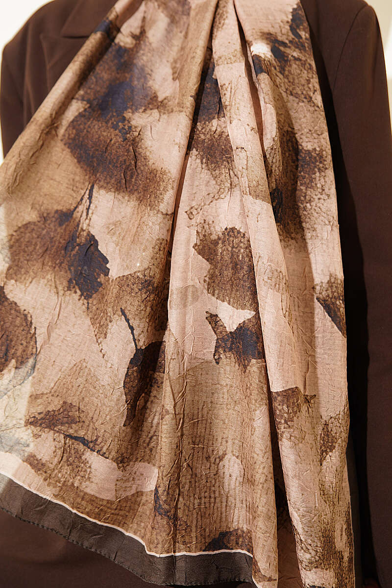 Patterned Bamboo Crinkle Shawl - Camouflage Green