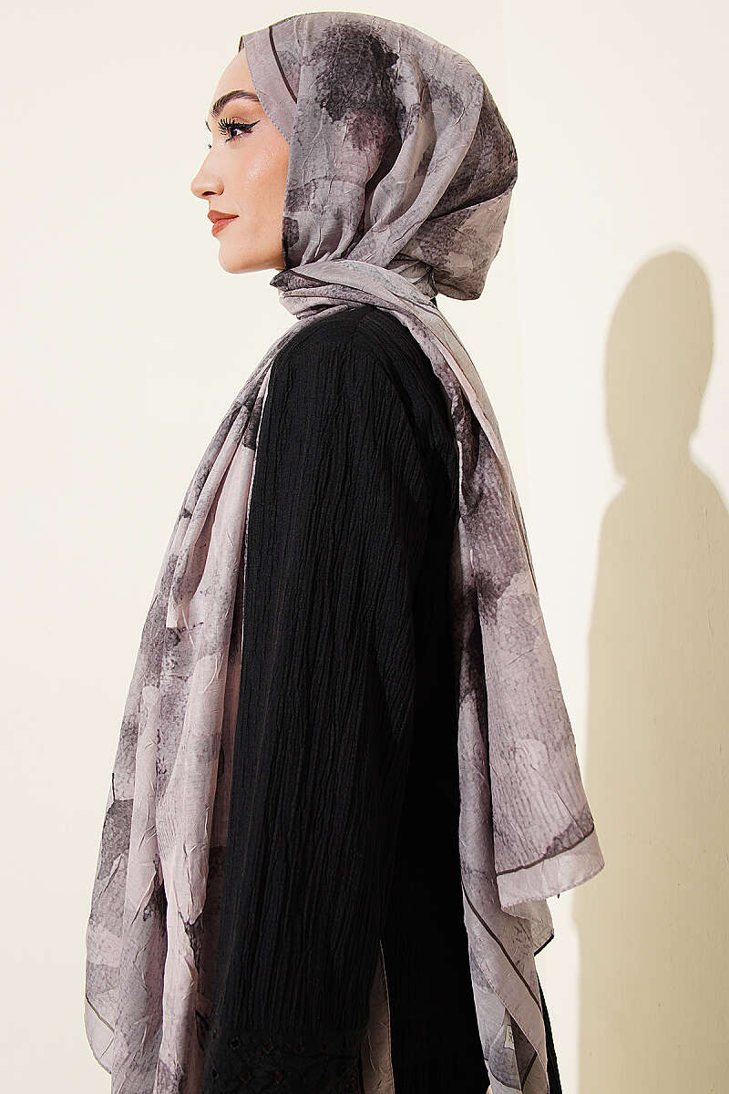 Patterned Bamboo Crinkle Shawl - Sand