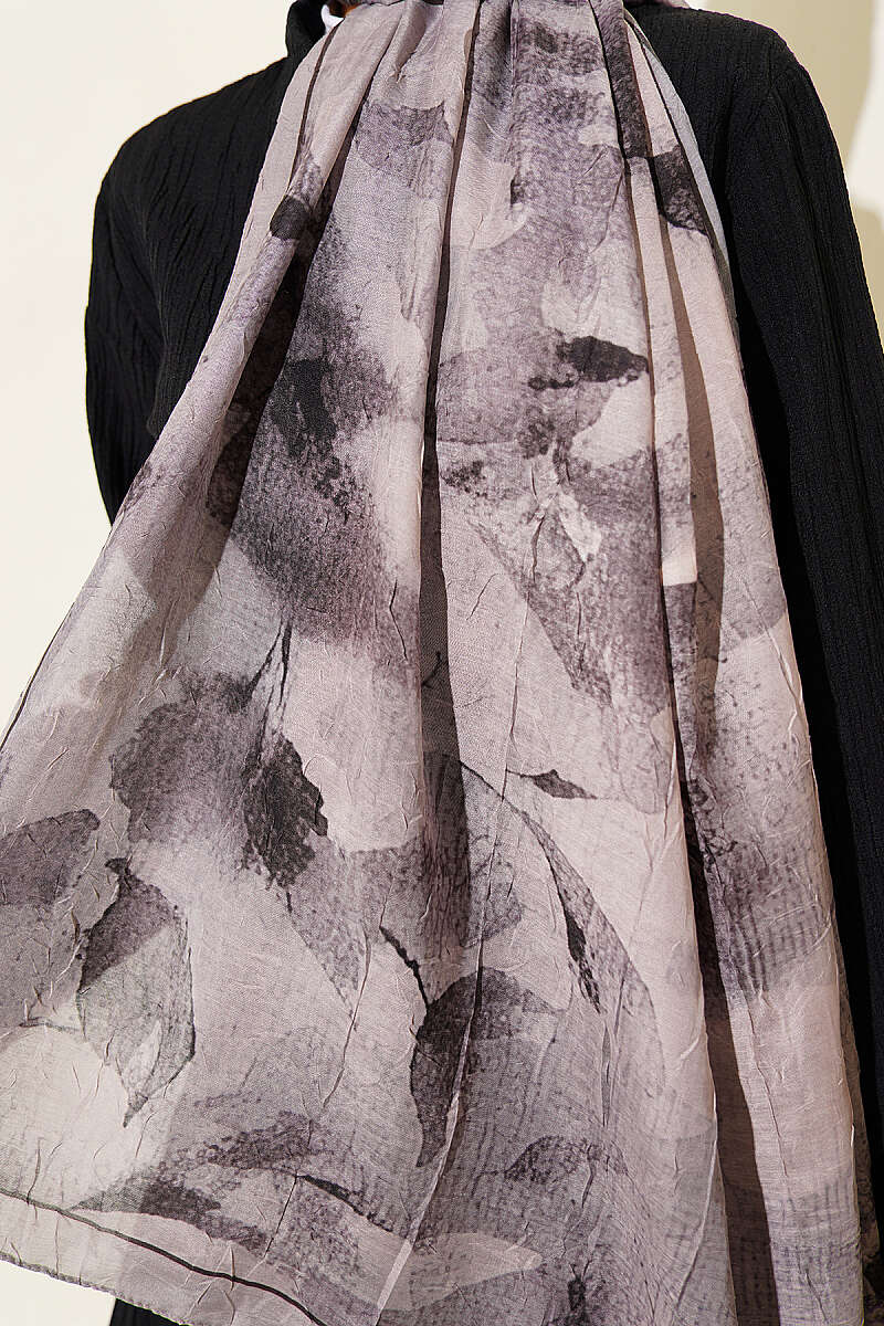 Patterned Bamboo Crinkle Shawl - Sand
