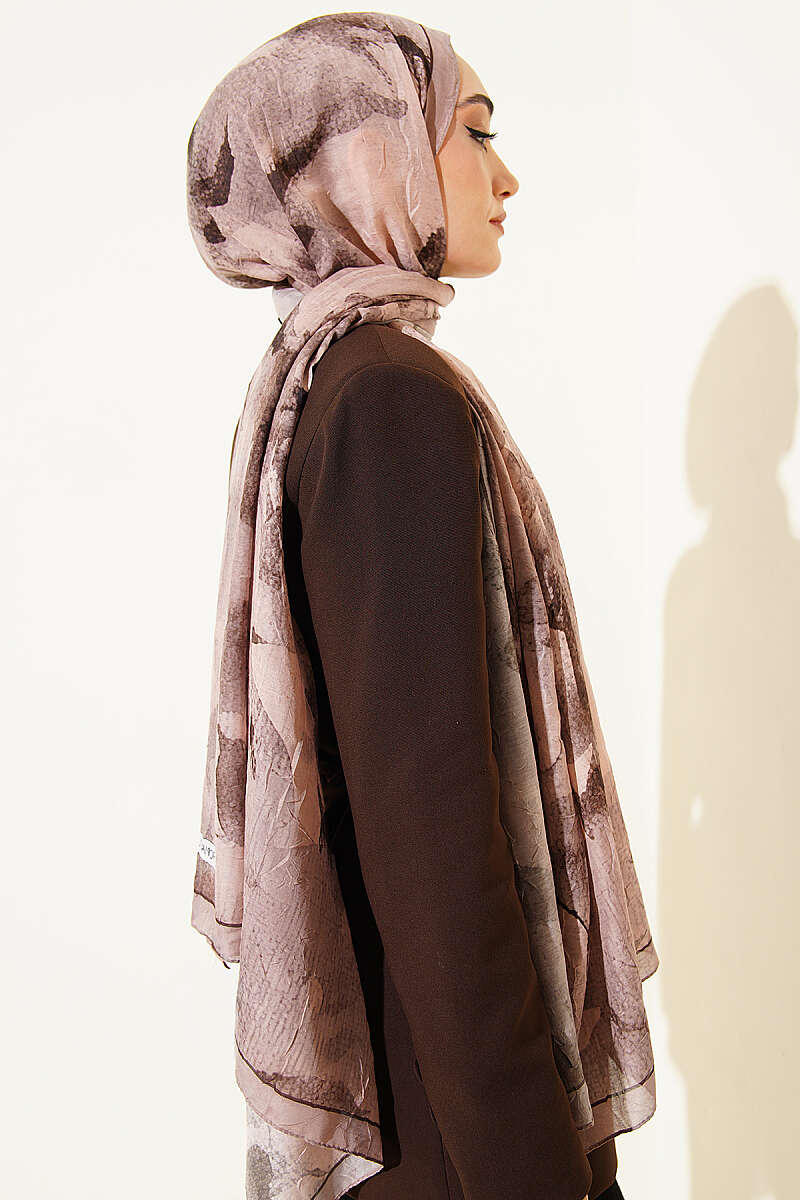 Patterned Bamboo Crinkle Shawl - Latte