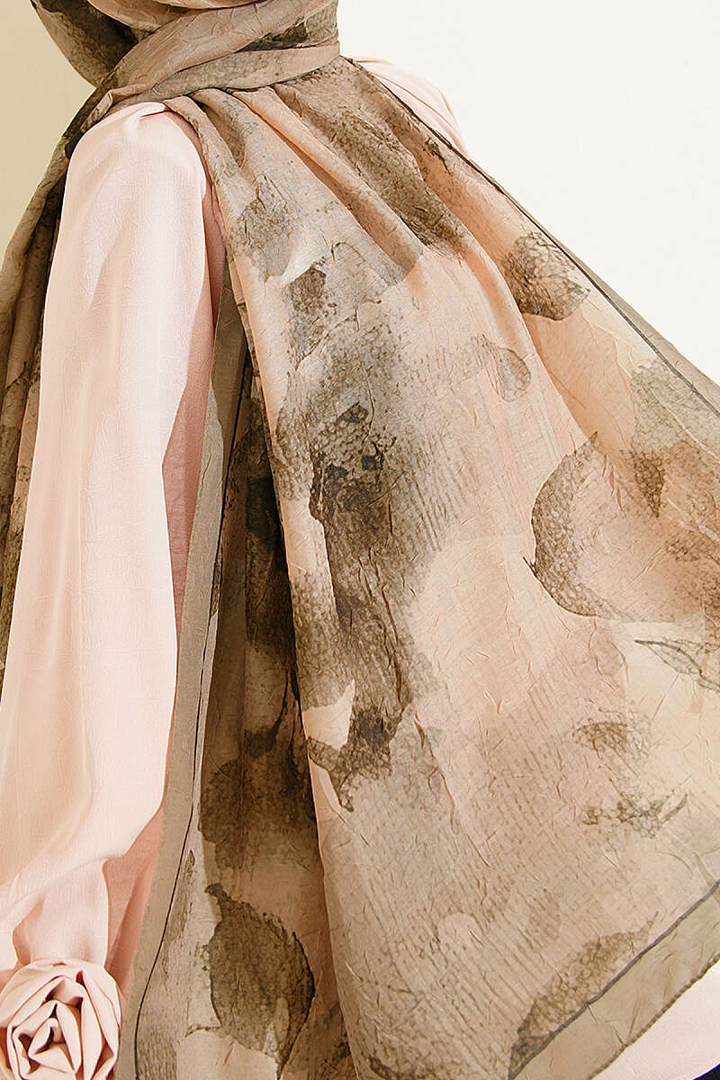 Patterned Bamboo Crinkle Shawl - Dark Olive