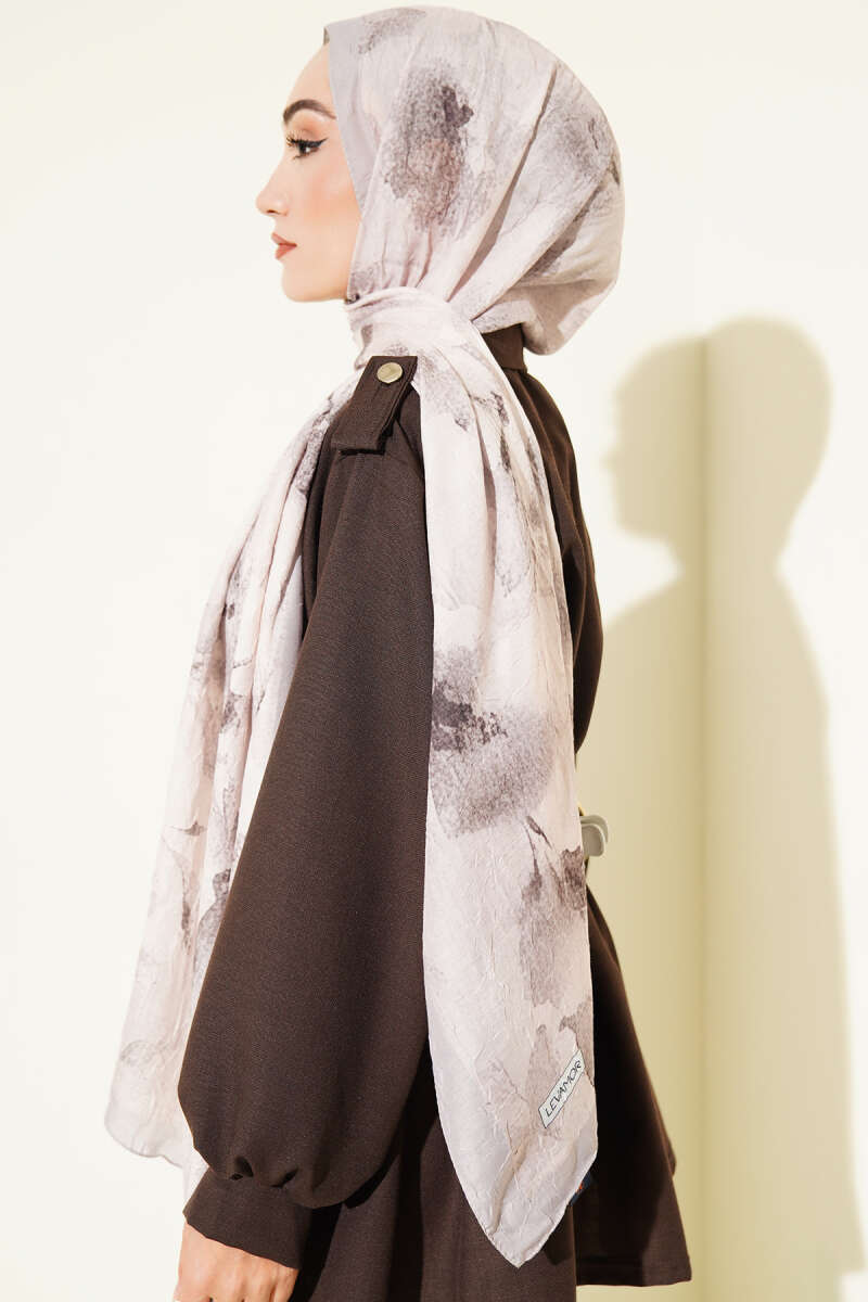 Patterned Bamboo Crinkle Shawl - Stone Grey