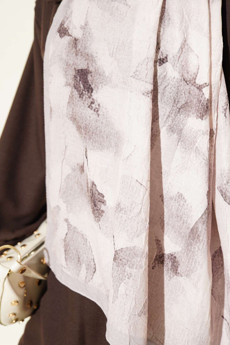 Patterned Bamboo Crinkle Shawl - Stone Grey
