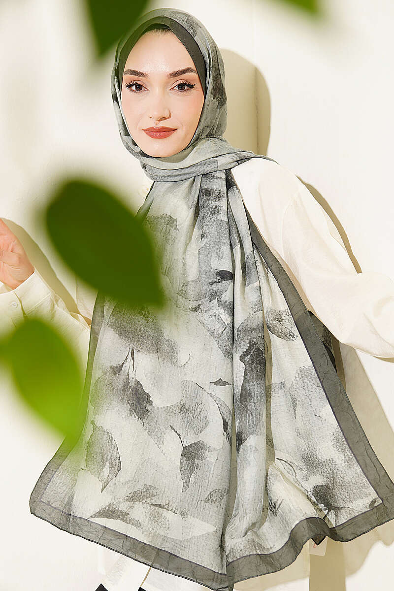 Patterned Bamboo Crinkle Shawl - Emerald