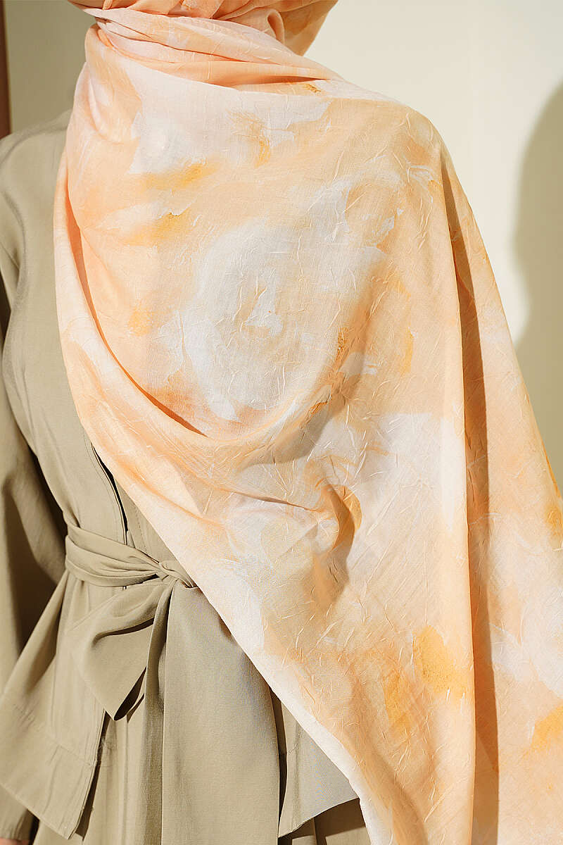 Patterned Bamboo Crinkle Shawl, Yellow Series - Multicolour 1