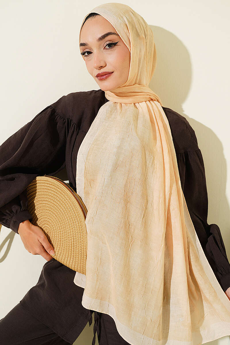 Patterned Bamboo Crinkle Shawl, Yellow Series - Multicolour 2