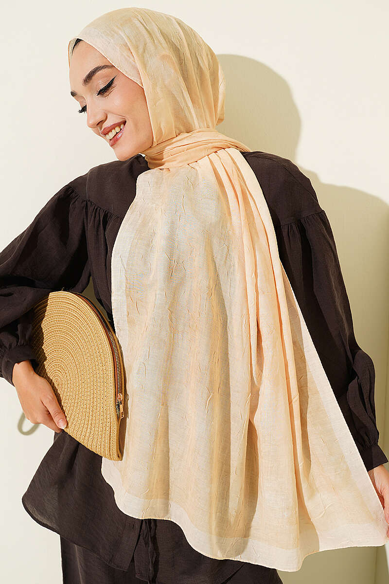 Patterned Bamboo Crinkle Shawl, Yellow Series - Multicolour 2