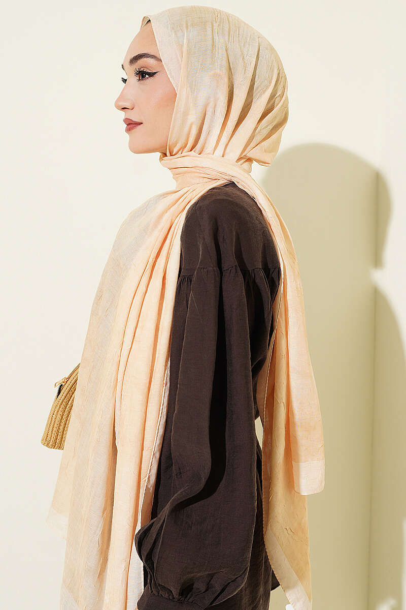 Patterned Bamboo Crinkle Shawl, Yellow Series - Multicolour 2