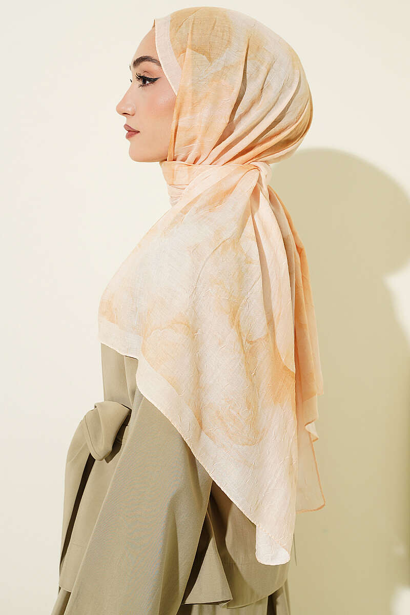 Patterned Bamboo Crinkle Shawl, Yellow Series - Multicolour 3