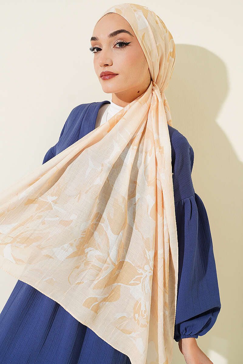 Patterned Bamboo Crinkle Shawl, Yellow Series - Multicolour 4