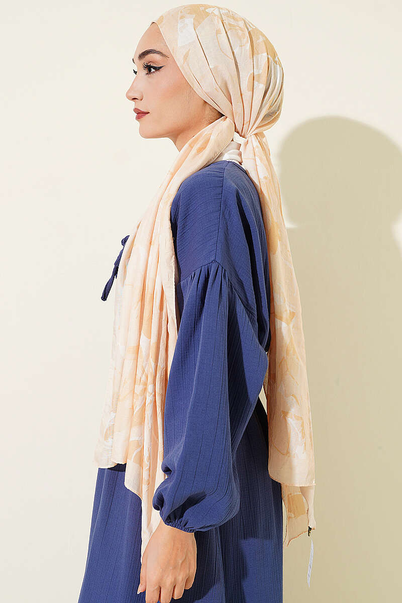 Patterned Bamboo Crinkle Shawl, Yellow Series - Multicolour 4