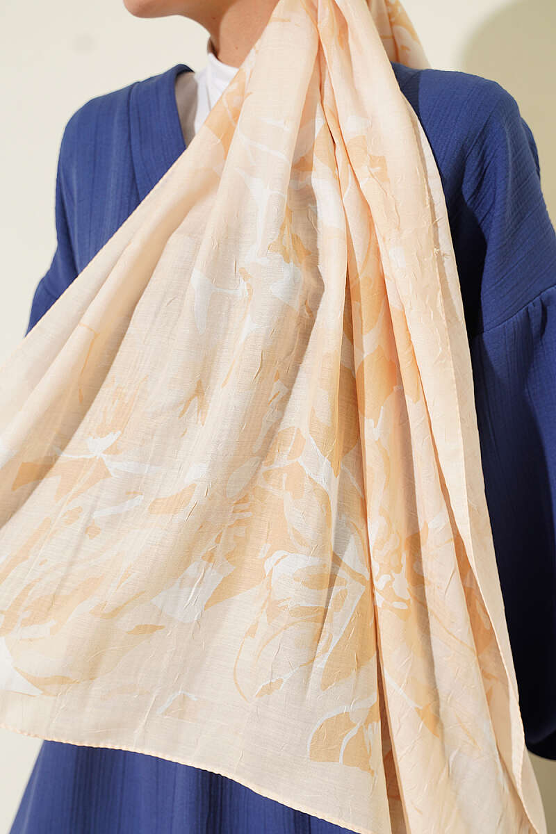 Patterned Bamboo Crinkle Shawl, Yellow Series - Multicolour 4