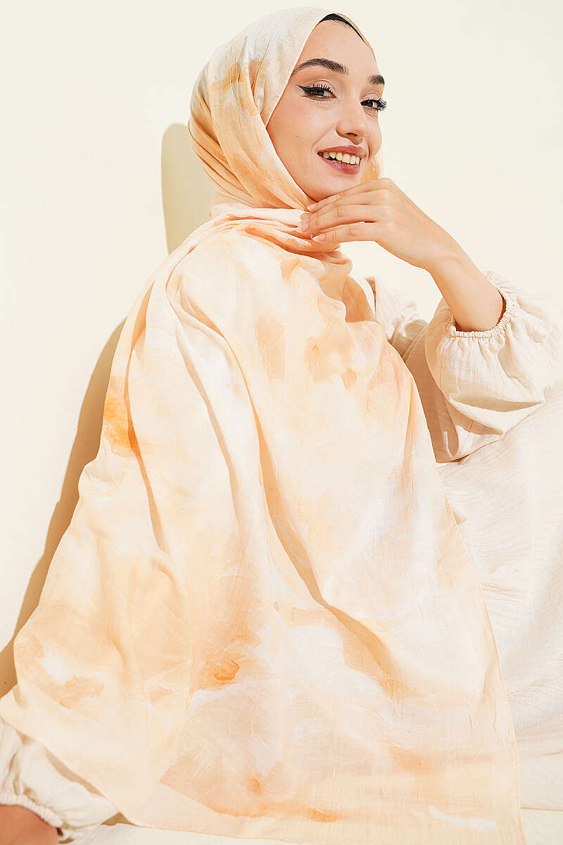 Patterned Bamboo Crinkle Shawl, Yellow Series - Multicolour 6