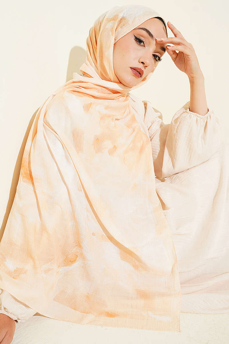 Patterned Bamboo Crinkle Shawl, Yellow Series - Multicolour 6