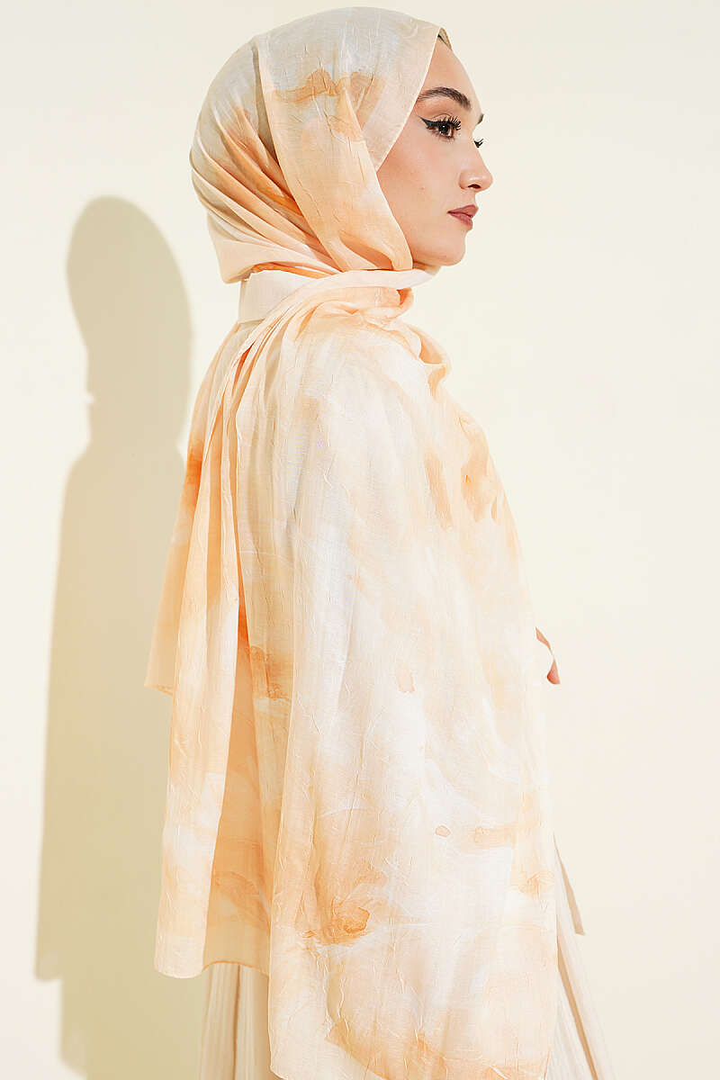 Patterned Bamboo Crinkle Shawl, Yellow Series - Multicolour 6