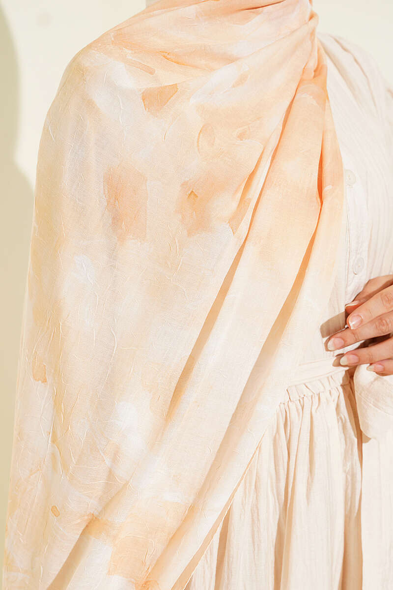 Patterned Bamboo Crinkle Shawl, Yellow Series - Multicolour 6