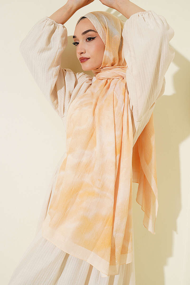 Patterned Bamboo Crinkle Shawl, Yellow Series - Multicolour 7